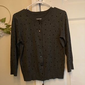 Gray polka-dot 3/4 length sleeve cardigan